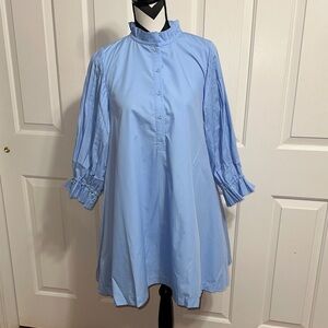 Sovere Focus Pleat Smock Mini Dress In Powder Blue